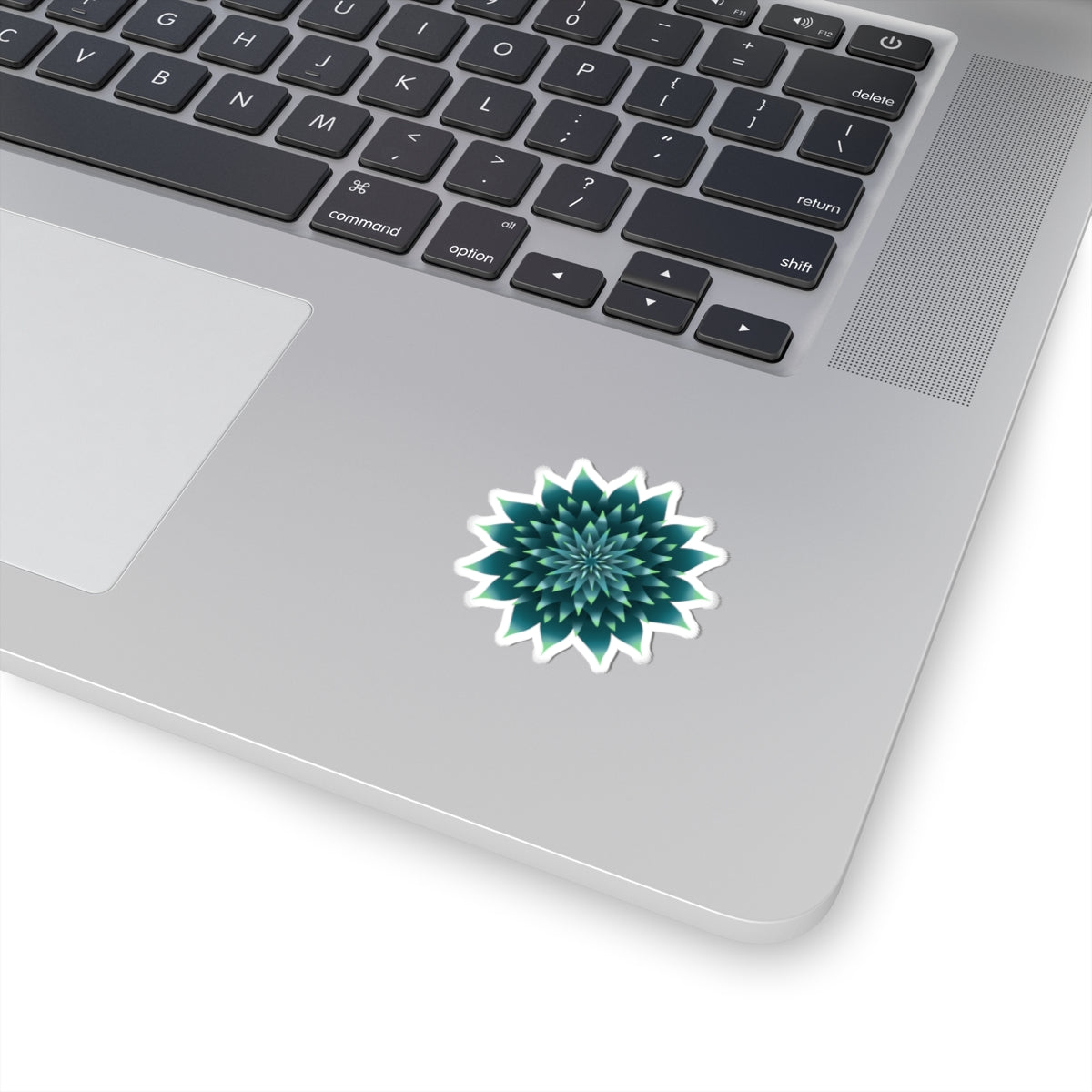 Teal Geometric Flower Sticker – Kiss-Cut Floral Laptop Decal