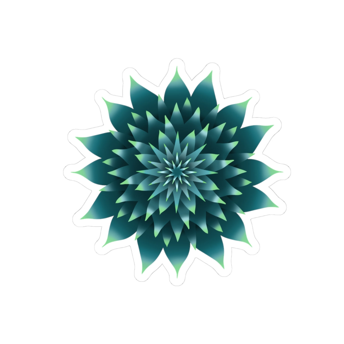 Teal Geometric Flower Sticker – Kiss-Cut Floral Laptop Decal