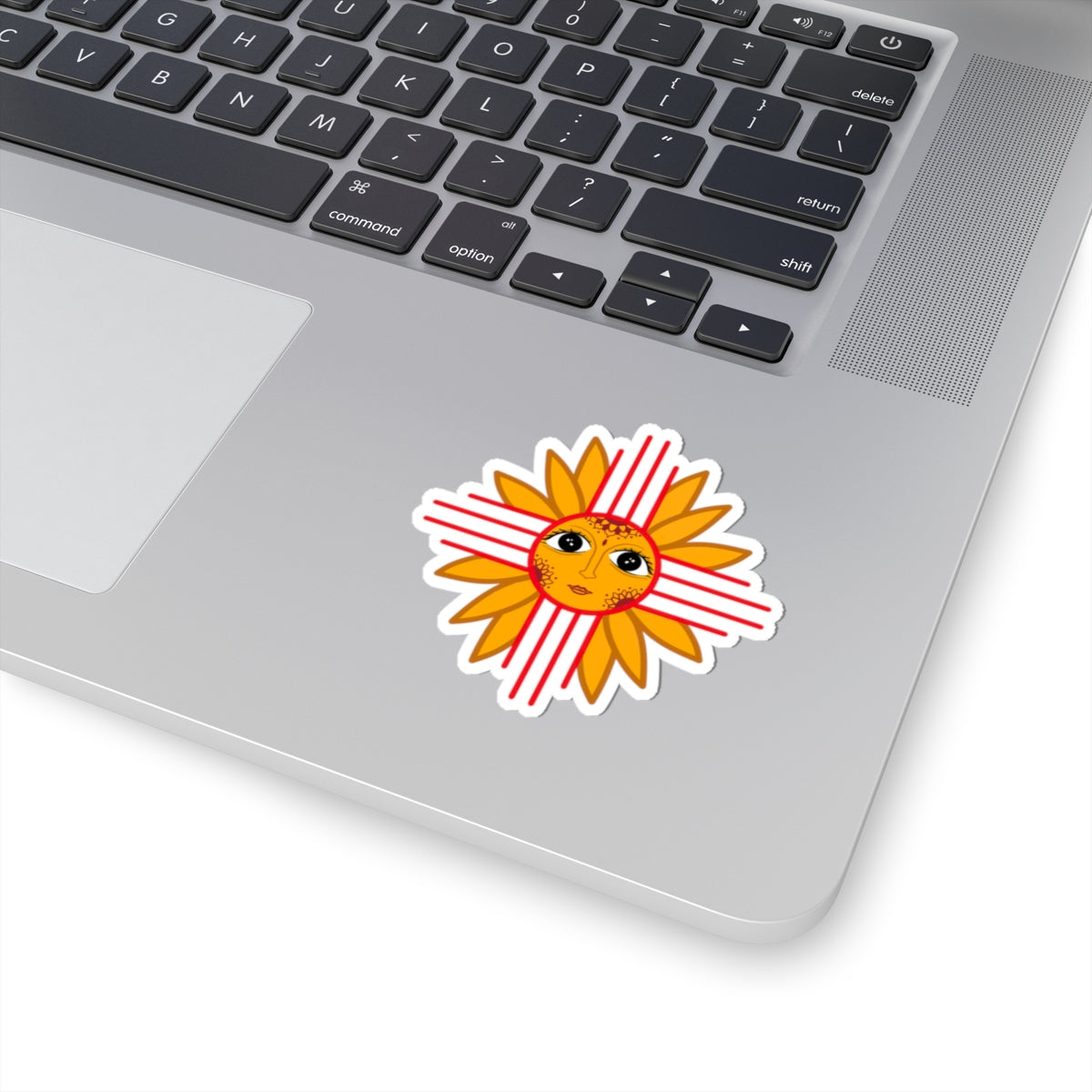 Sun Face Zia Sticker — Southwest Sunburst Kiss-Cut Sticker