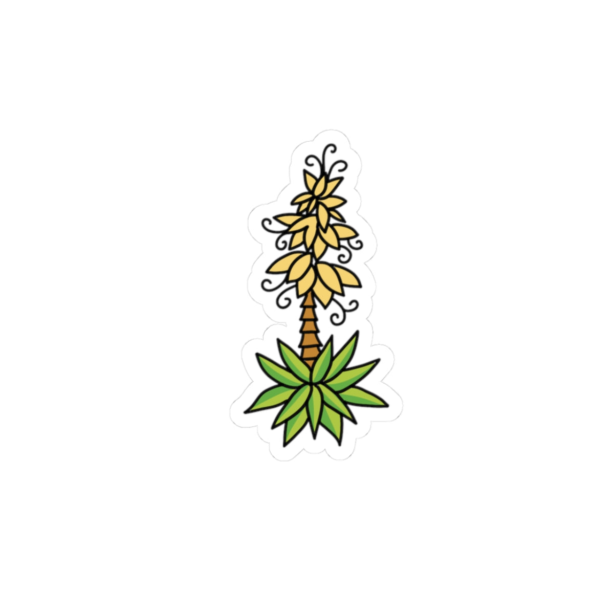 Tropical Palm Tree Kiss-Cut Sticker — Cute Yellow & Green Laptop Decal