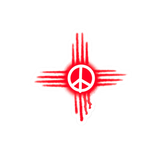 Red Peace Sign Zia Sticker — Kiss-Cut Vinyl Decal