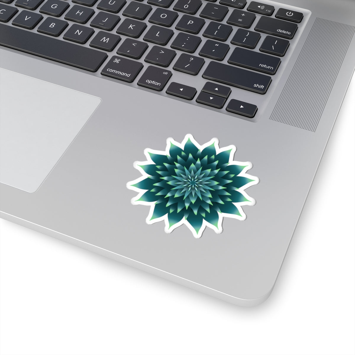Teal Geometric Flower Sticker – Kiss-Cut Floral Laptop Decal