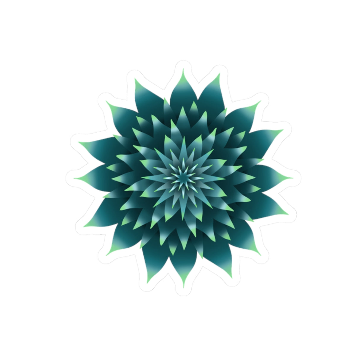 Teal Geometric Flower Sticker – Kiss-Cut Floral Laptop Decal
